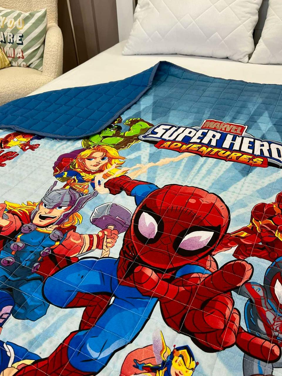 Ковдра дитяча з малюнком супергерої двостороння 150х210 см Синій - фото 5 Ковдра дитяча з малюнком супергерої двостороння 150х210 см Синій - фото 5