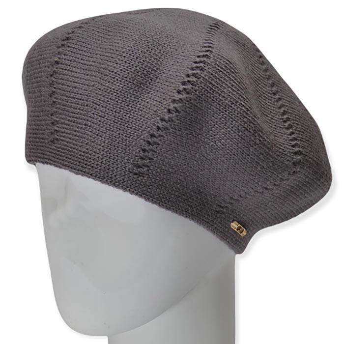 Берет женский Lirus Ариэль из шерсти двойной с узором Темно-серый