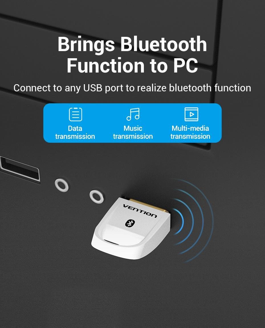 Адаптер Vention Bluetooth 5.0 приймач-передавач USB Білий (CDSW0) - фото 4