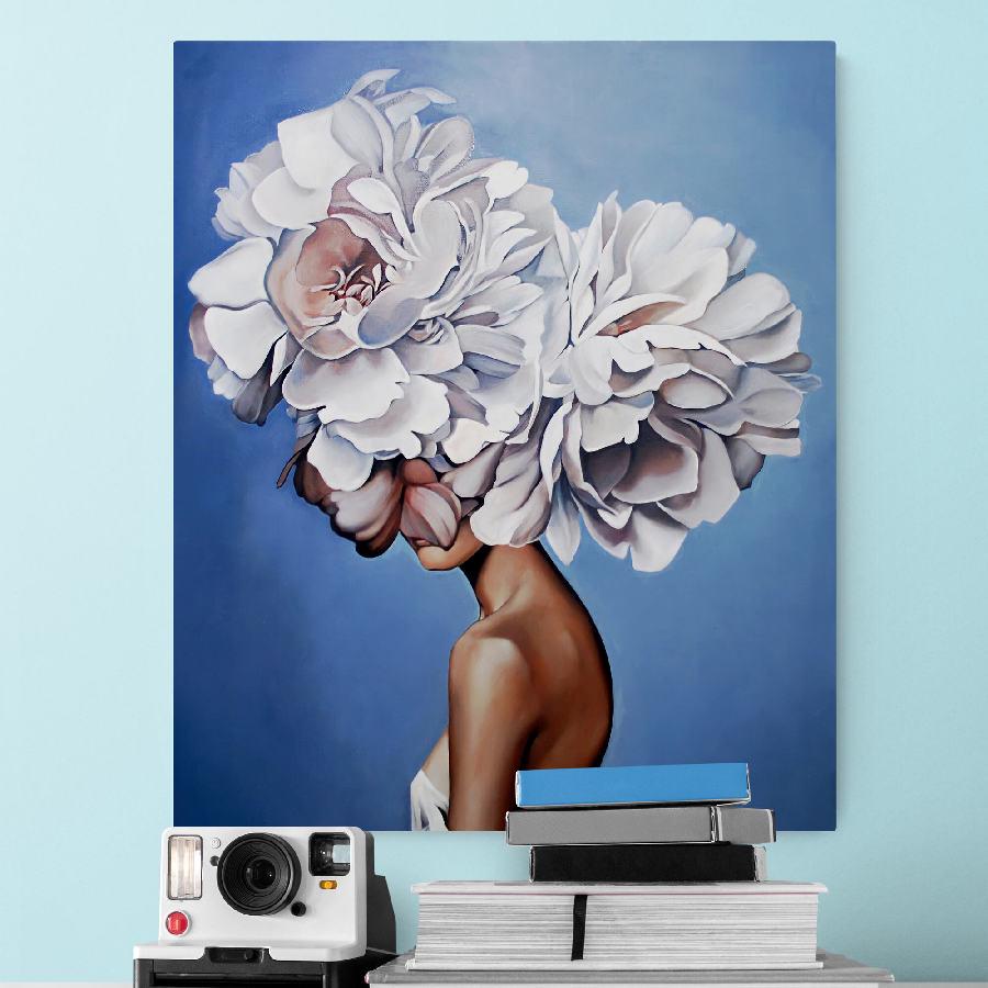 Картина HolstPrint Девушка с пионами на голове 50х70 см (RK0115)