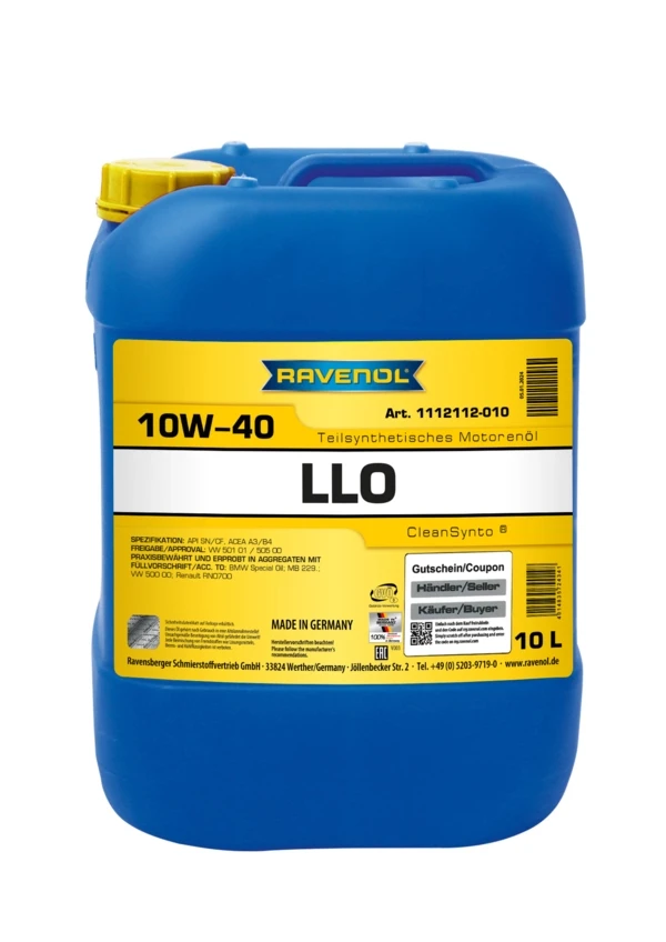 Моторное масло RAVENOL LLO 10W-40 полусинтетика 10 л (1112112-010)