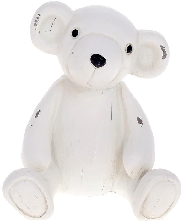 Статуэтка декоративная Мишка 16 см полистоун Состаренный белый (BD-450-914)