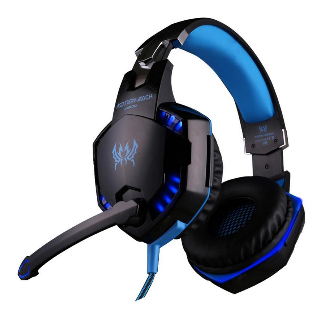 Наушники игровые Kotion Each G2000 Pro Gaming Headset с микрофоном и подсветкой Black/Blue