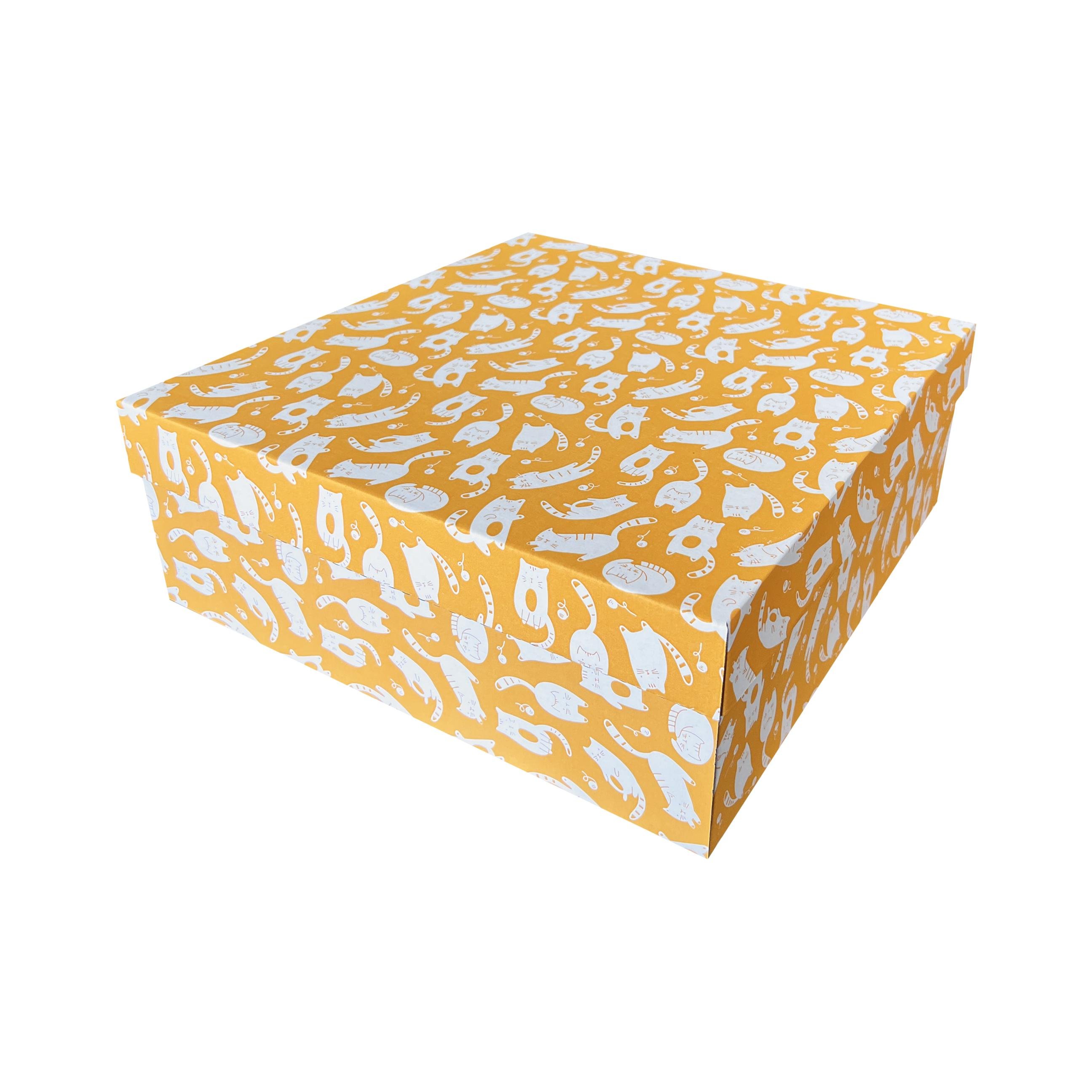 Коробка подарункова Котики 400х400х150 мм Світло-помаранчевий (000007089)