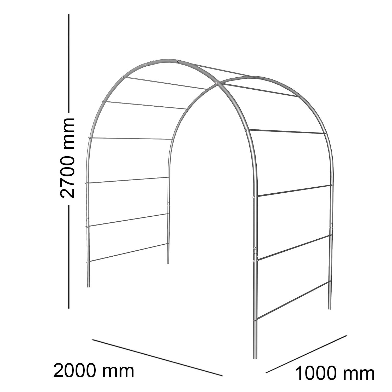 Опора для рослин арка садова 2700х2000х1000 мм d 24 мм/d 12 мм (АС-D24/D12-2700*2000*1000) - фото 2