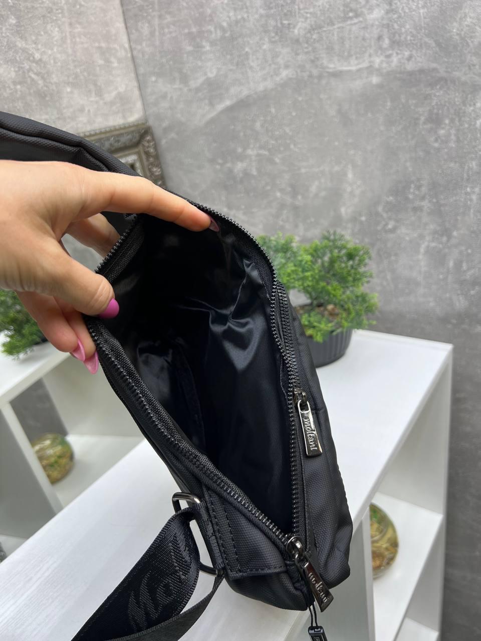 Сумка слинг через плечо мужская из водоотталкивающей ткани 18х42 Черный (2682007775) - фото 6