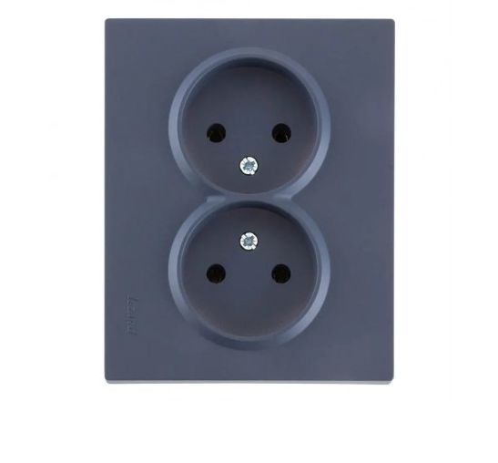 Розетка двойная Lezard Vesna без заземления Шеффилд Грей (26652710)