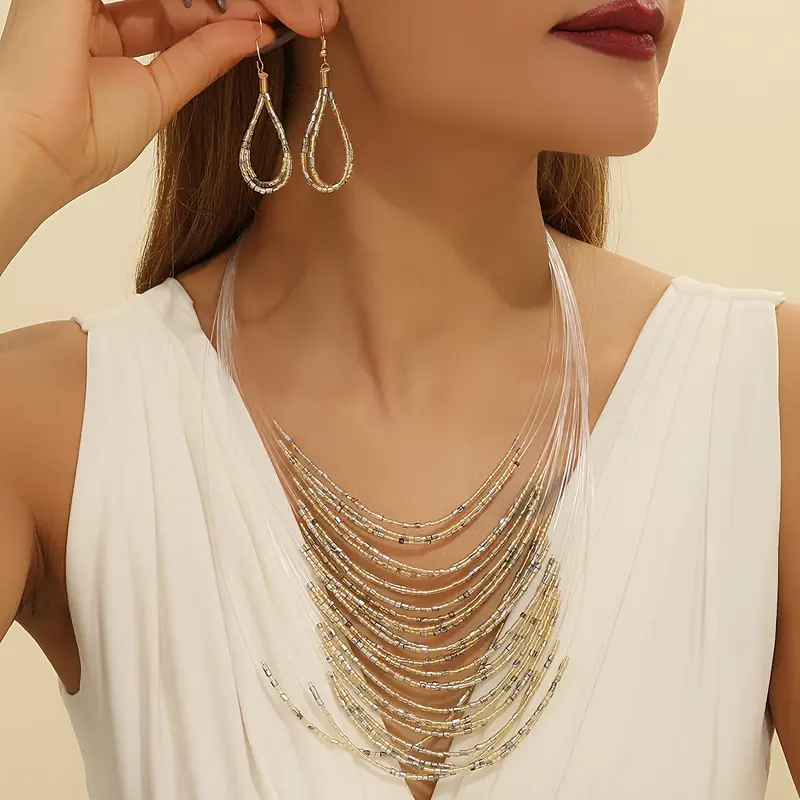 Комплект богемних прикрас з намистин (BK459-G)