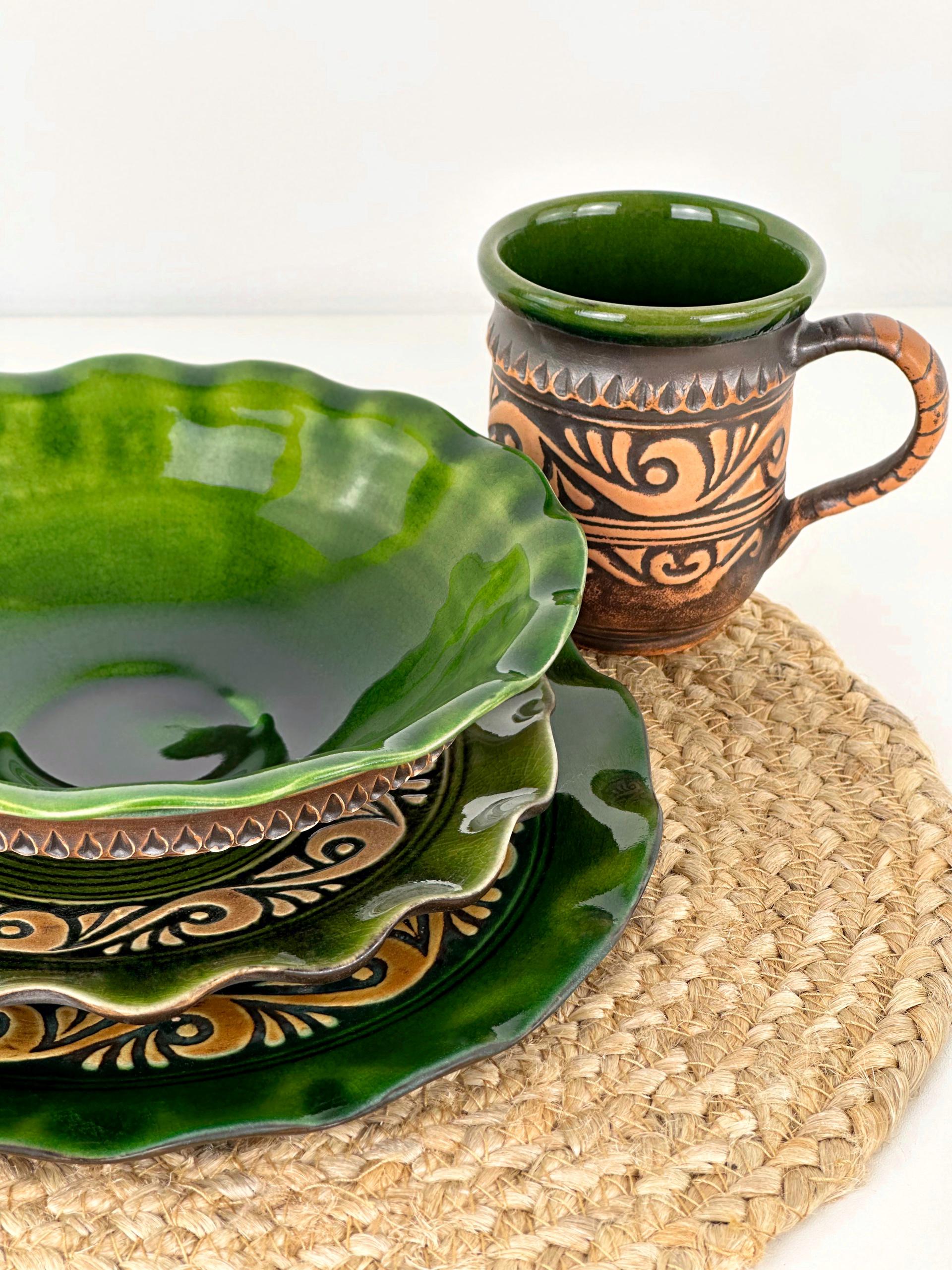 Набор глиняной посуды для обеда на 2 человек Гражда Коричневый (17019-8) - фото 7 Набор глиняной посуды для обеда на 2 человек Гражда Коричневый (17019-8) - фото 7