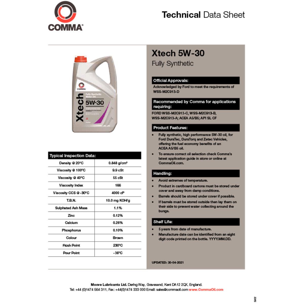 Моторное масло COMMA XTECH 5W-30 синтетическая 1 л (XTC1L) - фото 3