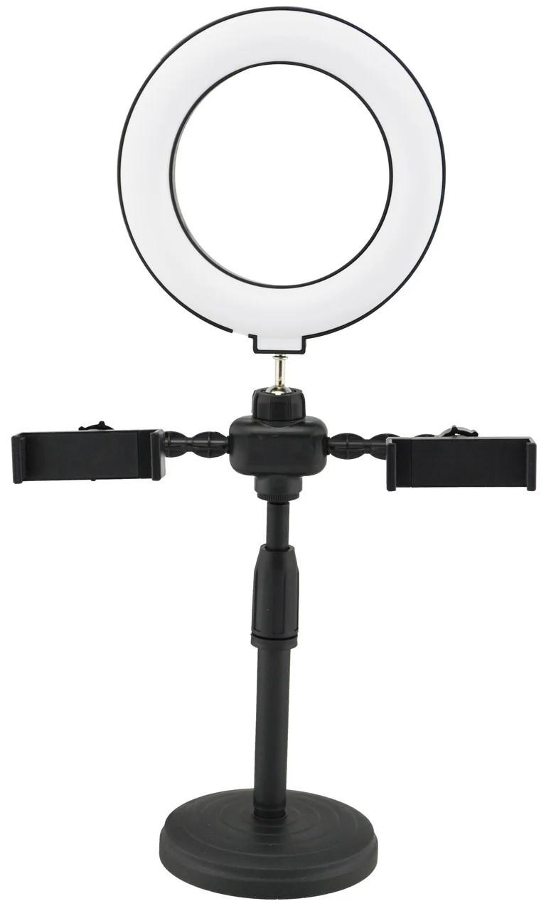 Кольцевая лампа настольная 16 см с двумя держателями для телефона Phone Live Fill Light (17484)