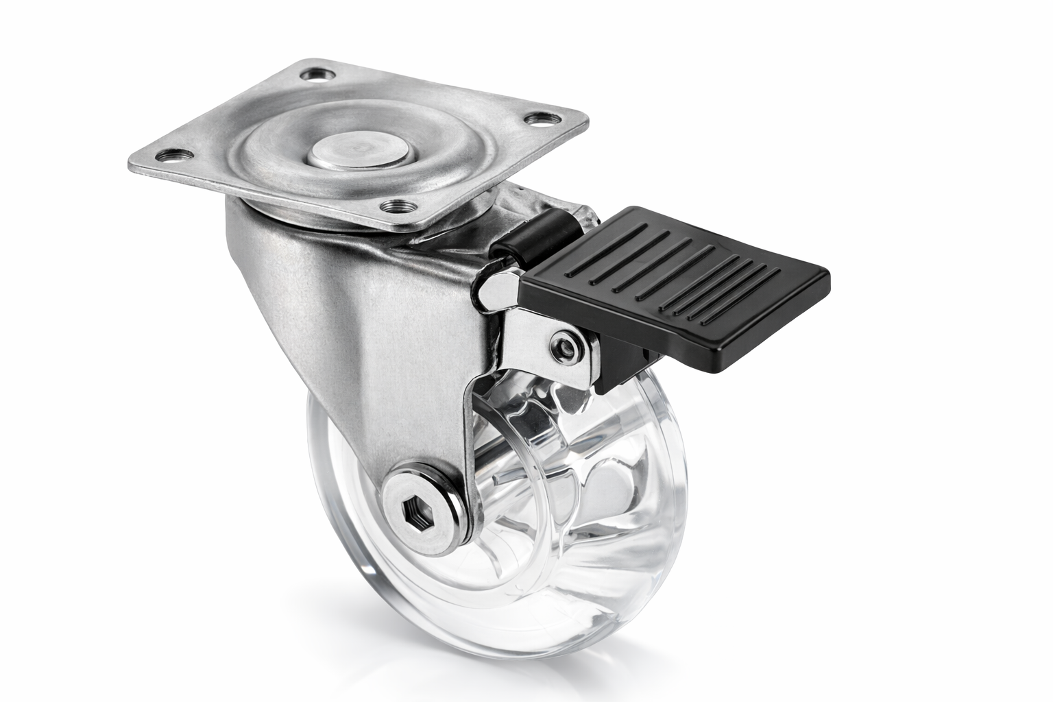 Меблевий ролик Sigma силіконовий Прозорий d 50 мм з майданчиком з гальмом (RL0231)