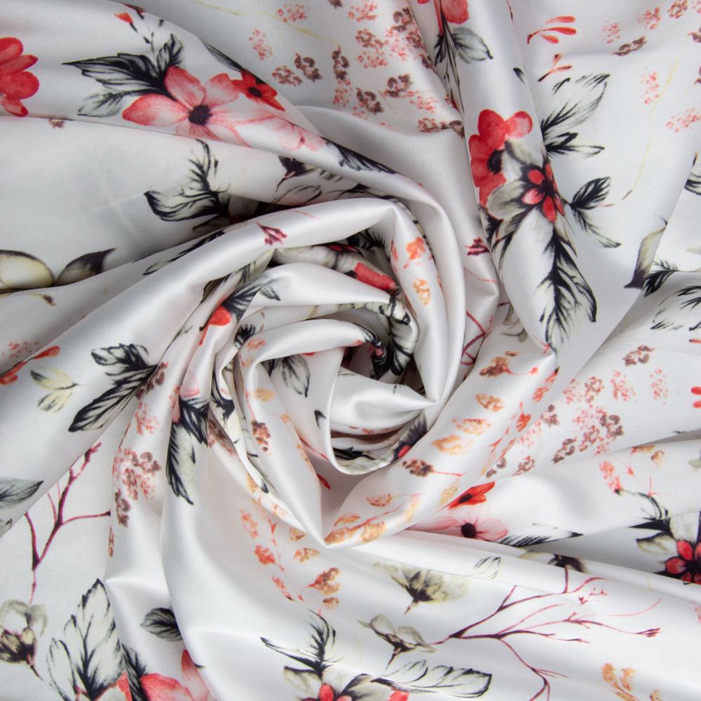 Ткань плательная атлас шелк джуна молоко