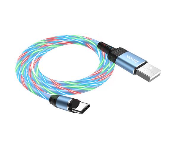 Кабель-Data Hoco U90 Magnetic and RGB LED Sreamer USB - Type-C 2 A 1 м Синий