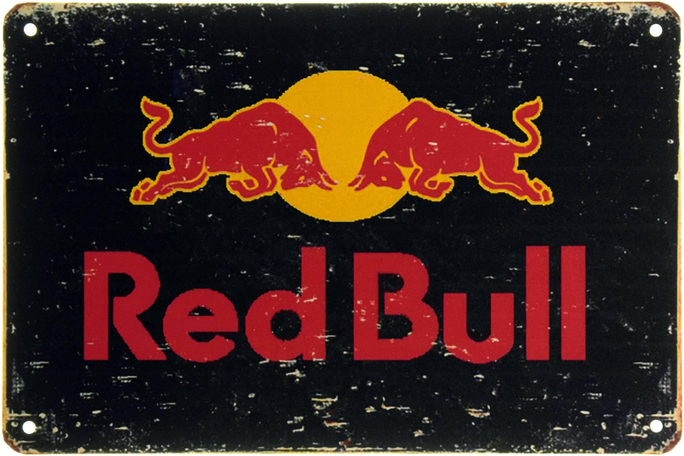 ᐉ Табличка металлическая Red Bull Черный Фон 20x30 см • Купить в