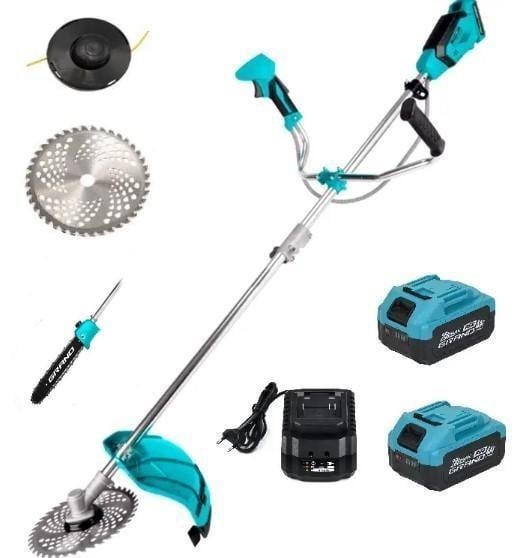 Триммер газонный аккумуляторный бесщеточный Grand АТГ-20 4в1 2 АКБ 4 Ач/ЗУ/шпуля с леской/косильный нож/насадка высотореза (26843012)