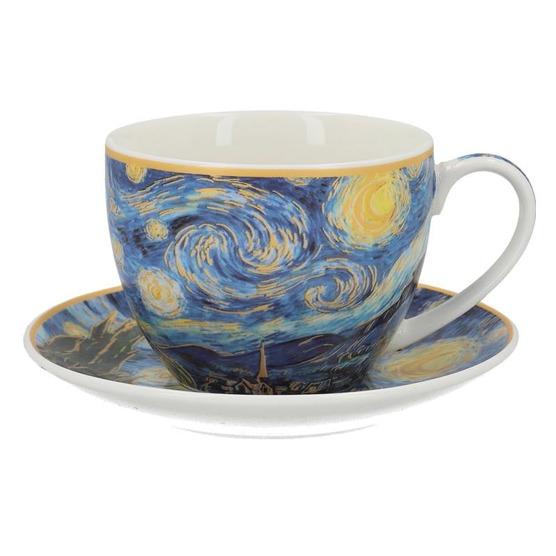Набор подарочный Carmani чашка и блюдце Звездная ночь h 6 cм 250 мл (830-8210)