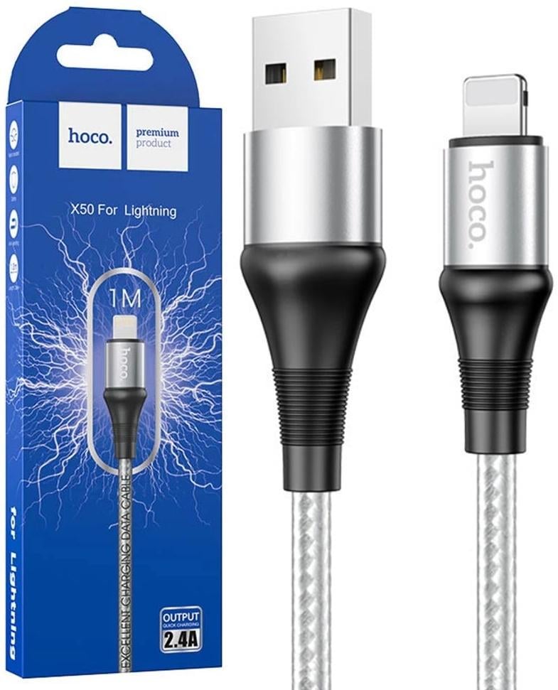 Кабель Hoco X50 iPhone 5 6 7 iPad Lightning 1 м Grey (23602)