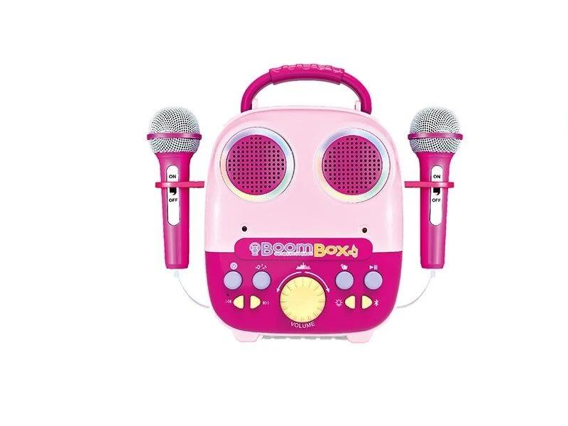 Детское караоке 5040/12 подсветки/микрофоны 2 шт./12 мелодий/подключение к телефону/от сети/USB-кабель (25606846)