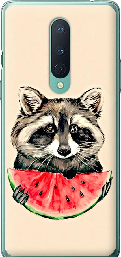 Чехол на OnePlus 8 Енотик с арбузом (4605t-1902-42517)