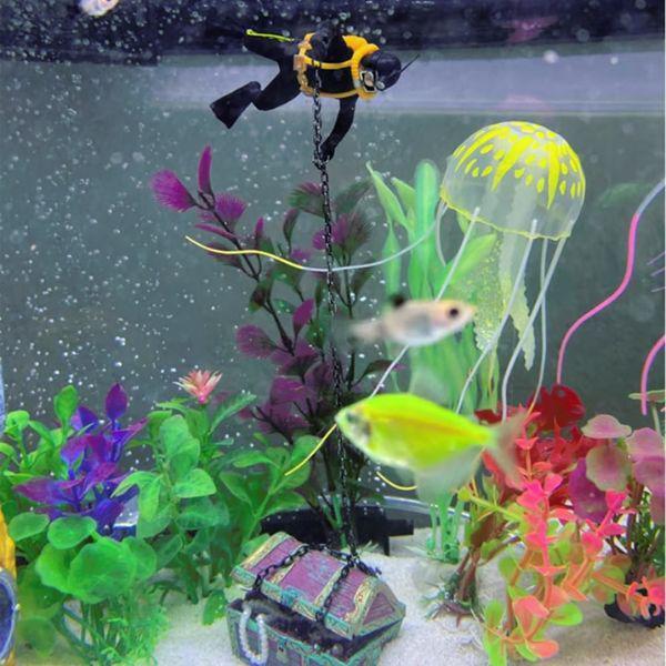 Акваріумний декор з аерацією водолаз і скриня зі скарбами M00587 - фото 6 Акваріумний декор з аерацією водолаз і скриня зі скарбами M00587 - фото 6