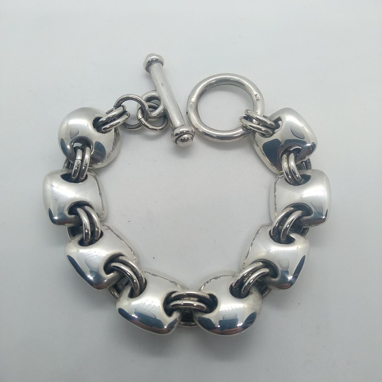 Браслет дутый серебро 925° 26,57 г р. 18 (б-009)