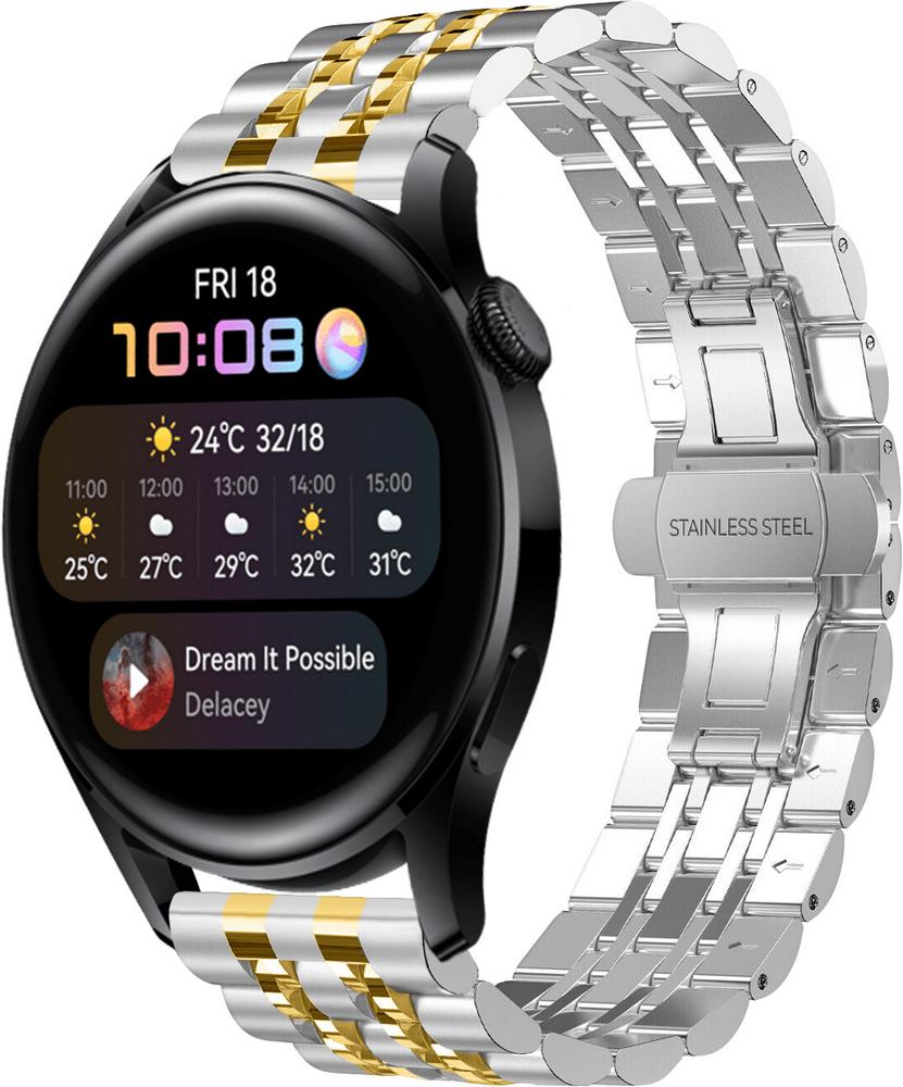 Браслет металлический Spinye Line для Huawei Watch 3 Silver Gold (28975-67)