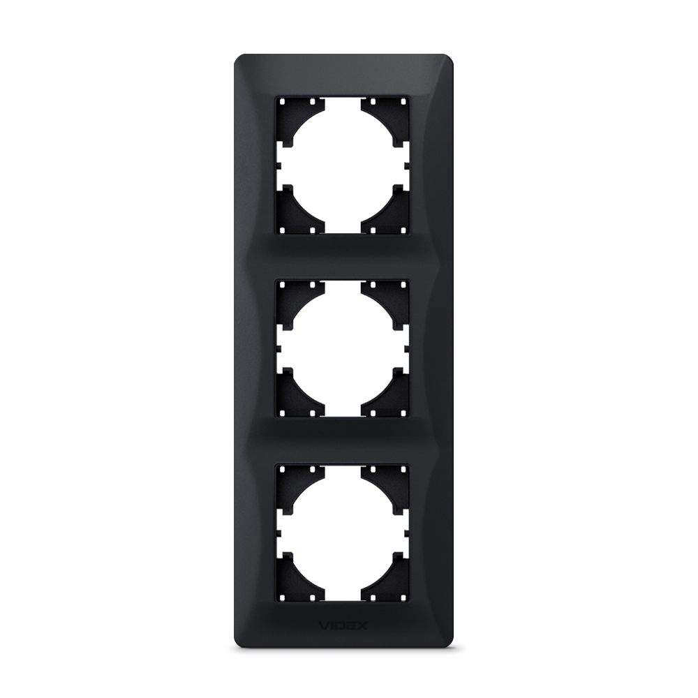 Рамка Videx Binera на 3 місця вертикальна Чорний графіт Рамка Videx Binera на 3 місця вертикальна Чорний графіт