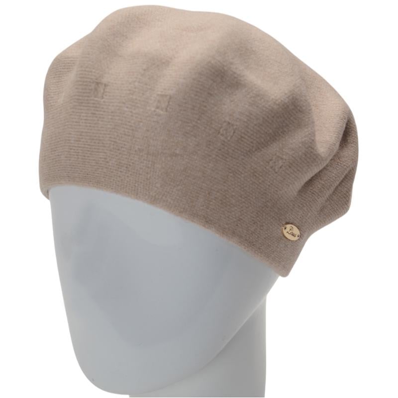 Берет женский двойной Lirus из вискозной пряжи Этюд Темный льняной