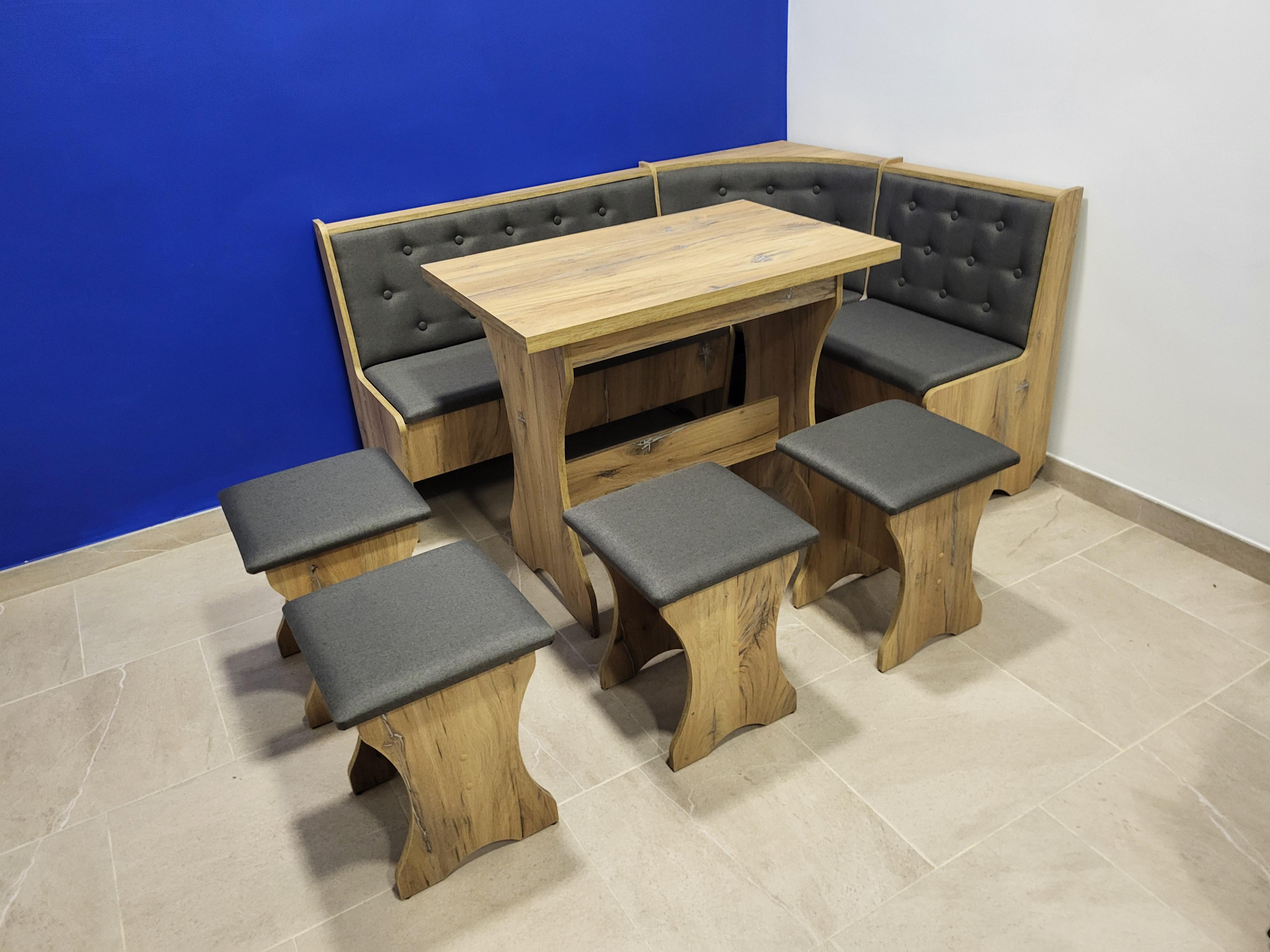 Кухонный уголок Семейный со столом и 4 табуретками 113,5х153,5 см Дуб Флагшток/Мальмо (KSTTTT-DF-M)