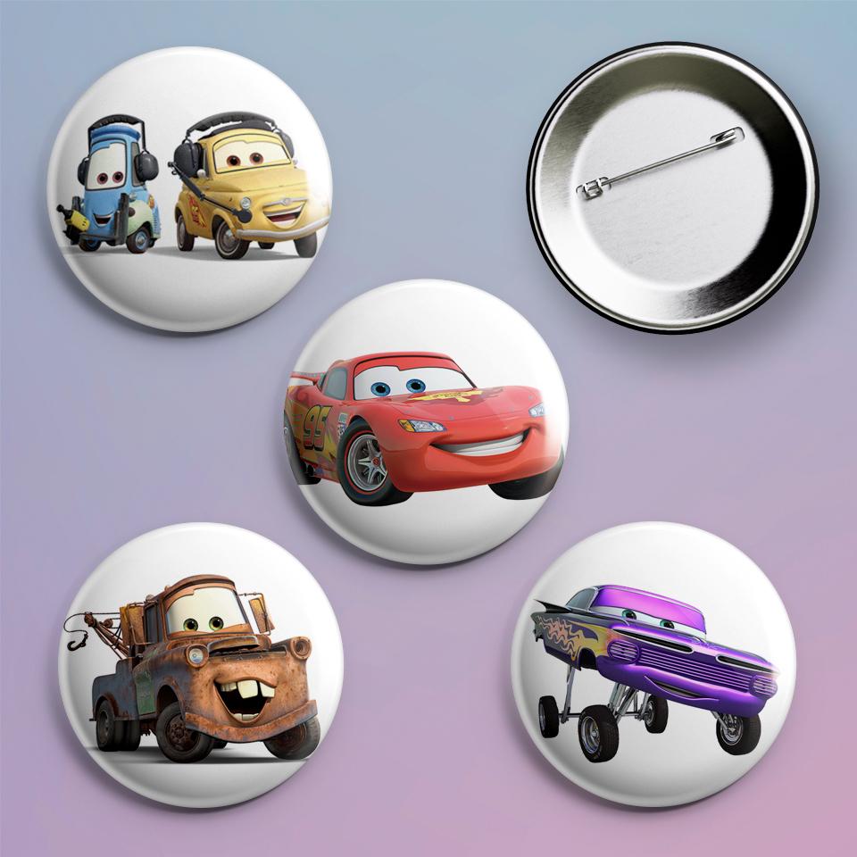 Значки на рюкзак с принтом Lightning McQueen 4 шт.