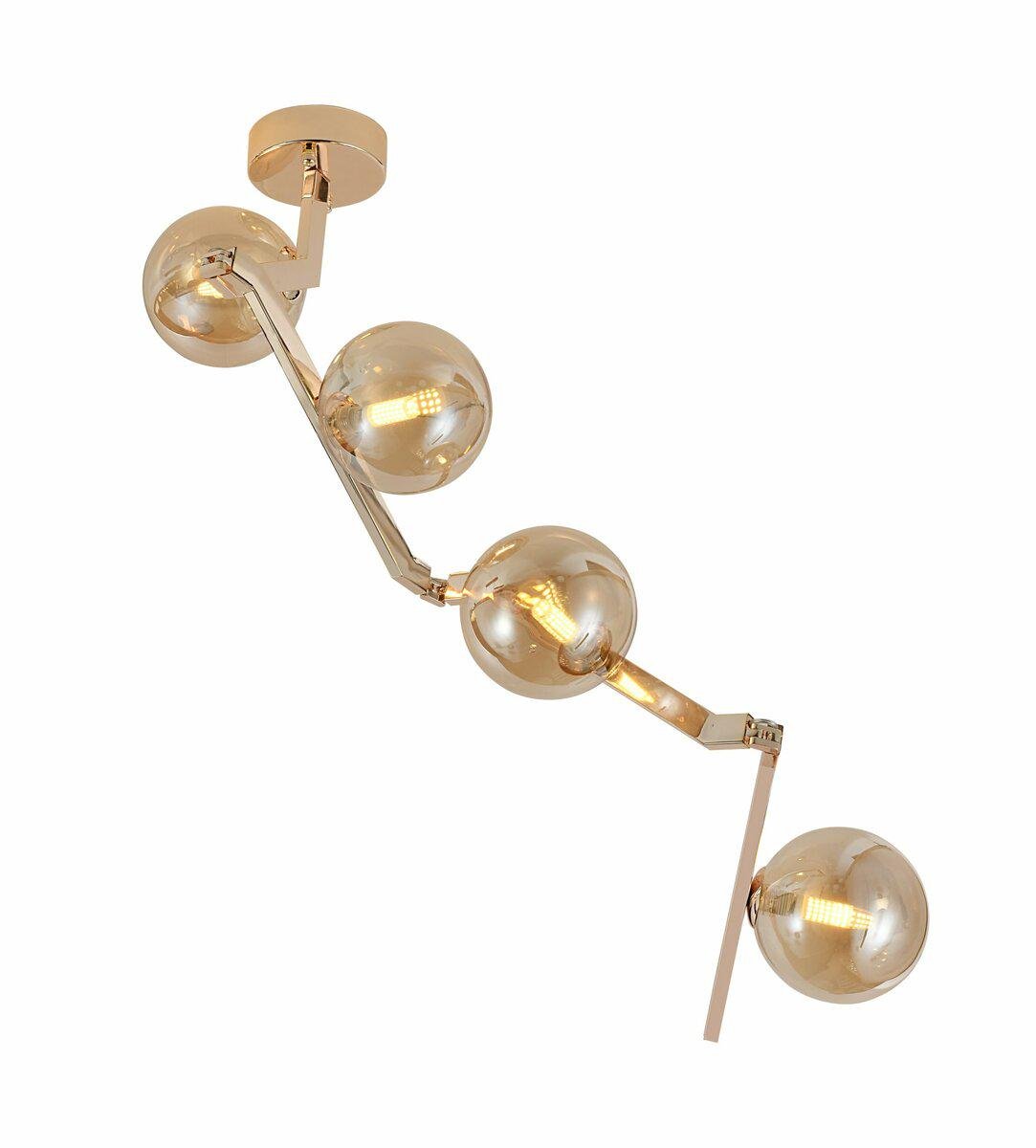 Люстра стельова регульована Lighthouse SRS-19952-4 GD золотий плафон Бурштиновий 