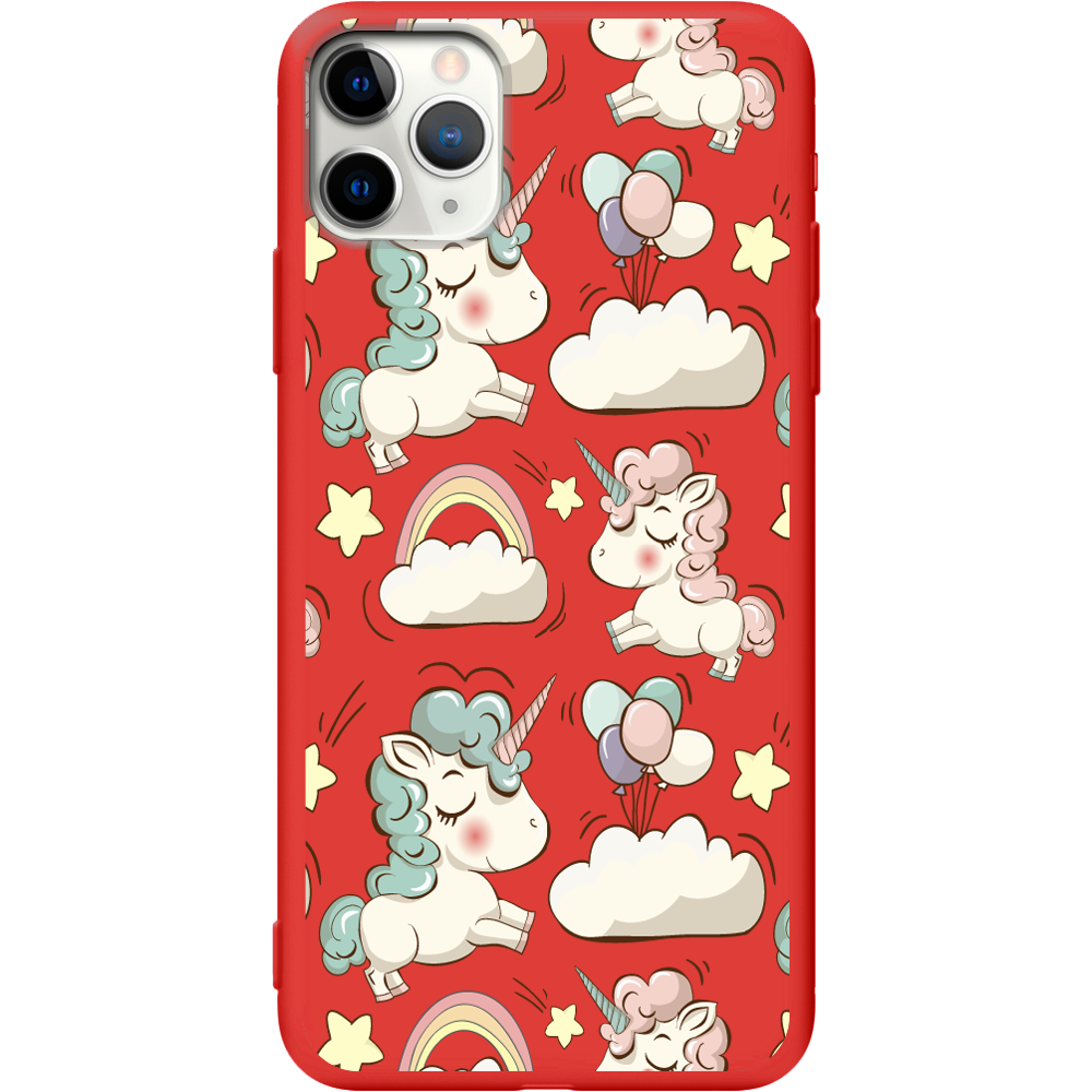 Чехол Boxface iPhone 11 Pro Unicorns Красный силикон (38189-cc2-43044)