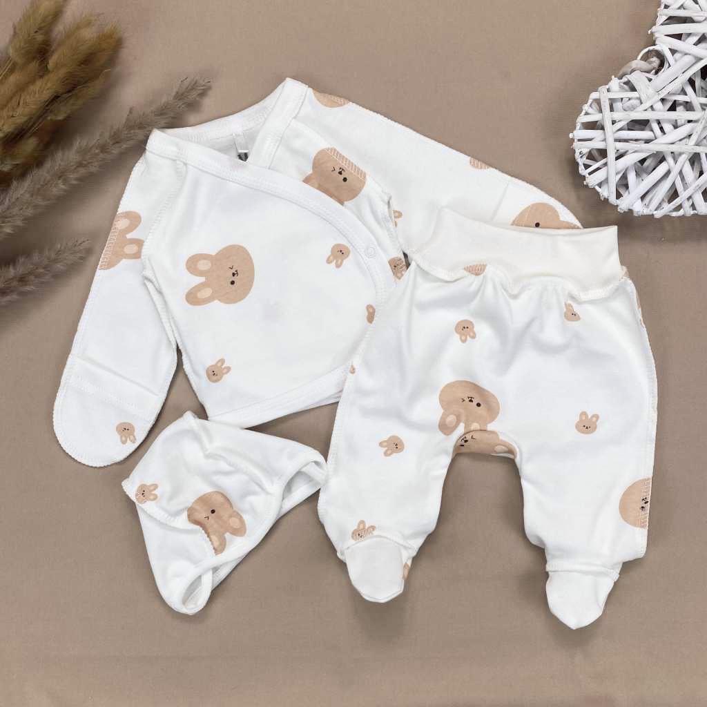 Комплект RoyalBaby с зайчиками интерлок р. 56 3 шт. Молочный (143772-19232)