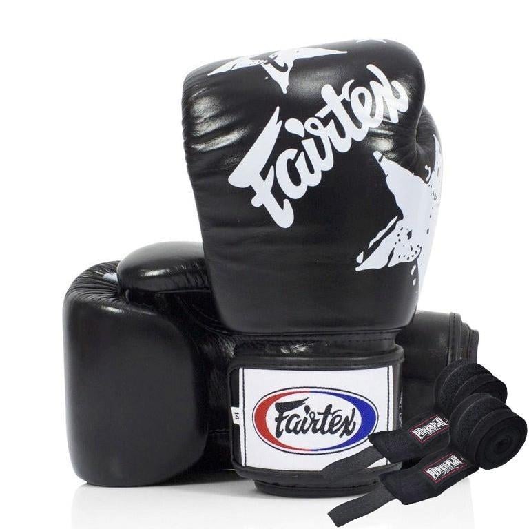 Боксерские перчатки FAIRTEX BGV1 Nation Print 12 бинтов бинтов в комплекте Black (3019820659)