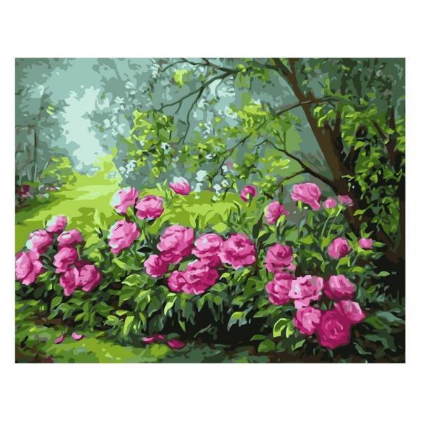 Набор для росписи по номерам Strateg Сияющее кусты пионов 40х50 см (VA-0343-mt)