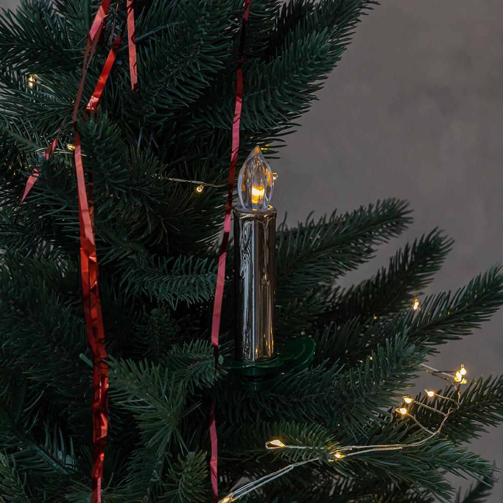 Набор свечей LED с клипсами на елку 10 см 10 шт. Золотой - фото 4