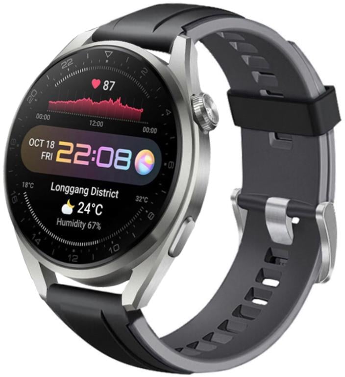 Ремешок Coholl для Huawei Watch 3 Pro 22 мм Black Grey (22561-53)