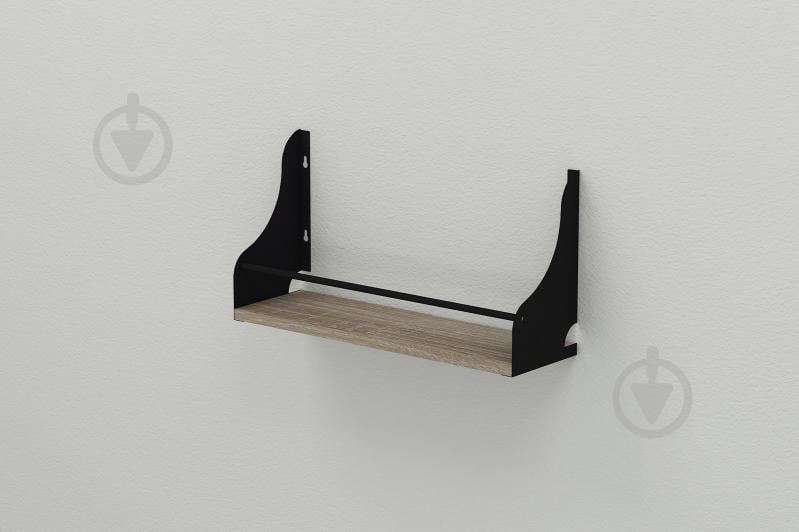 Полка настенная Ferrum-decor Изи 260x600x150 металл Черный ДСП Сонома Трюфель 16 мм (IZI0026)