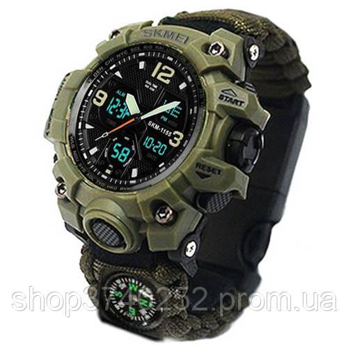 Годинник наручний Skmei 1155BKBK Compass Зеленый
