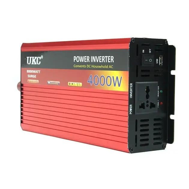 Автомобильный инвертор UKC 4000W 12V–220V с USB и активным охлаждением (PH00477)