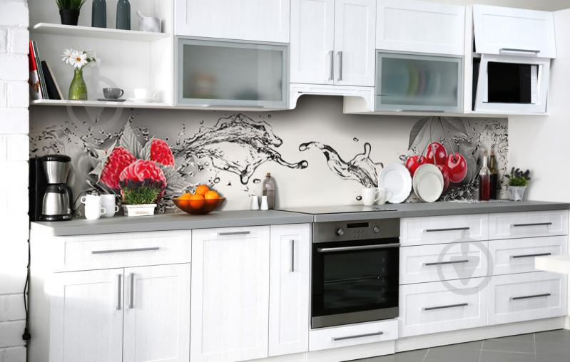 Скинали на кухню Zatarga «Малина и вишня» 650х2500 мм виниловая 3Д наклейка кухонный фартук самоклеящаяся