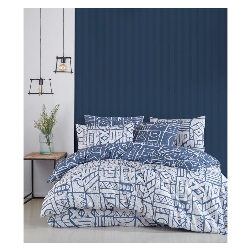 Комплект постельного белья Renovation of home Leo Белый/Синий-2 Комплект постельного белья Renovation of home Leo Белый/Синий-2