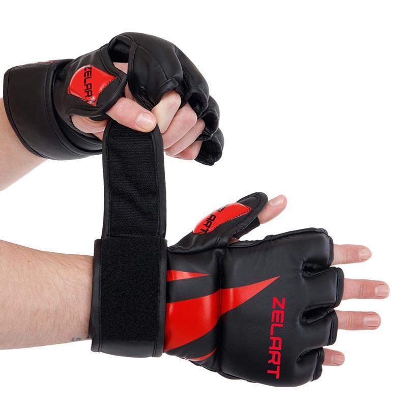 Перчатки для смешанных единоборств Zelart BO-8355 M Черный/Красный (37429089)