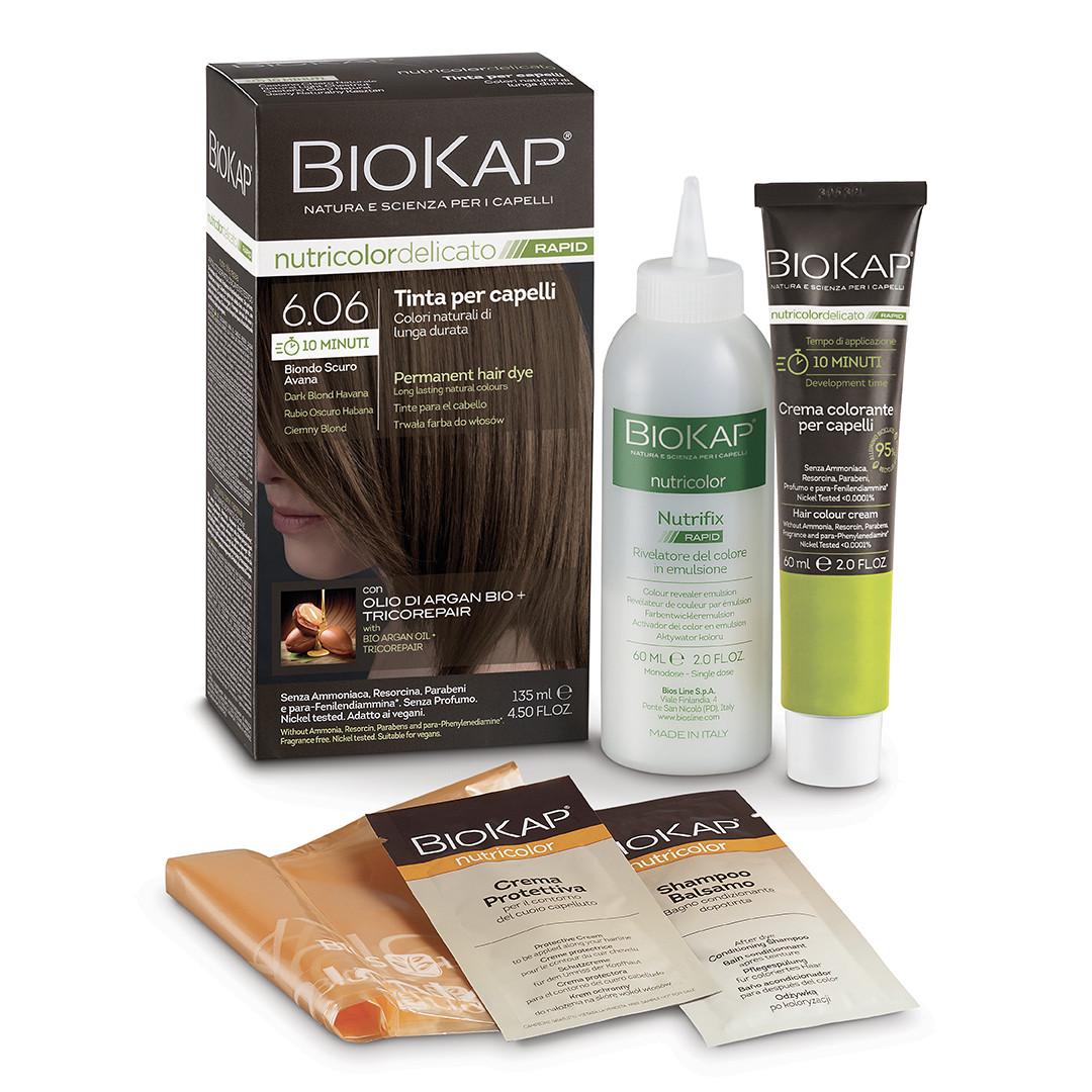 Фарба для волосся Bios Line BioKap Nutricolor Delicato Rapid 135 мл 6.06 Biondo Scuro Avana - фото 1 Фарба для волосся Bios Line BioKap Nutricolor Delicato Rapid 135 мл 6.06 Biondo Scuro Avana - фото 1