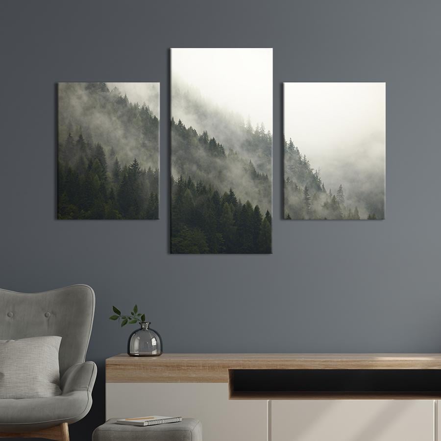 Модульная картина на холсте Триптих Густой туман над лесом 141x90 см (572-32)