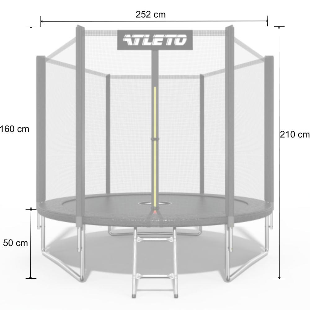 Батут детский Atleto с сеткой и стремянкой 252 см Черный (42400443) - фото 3