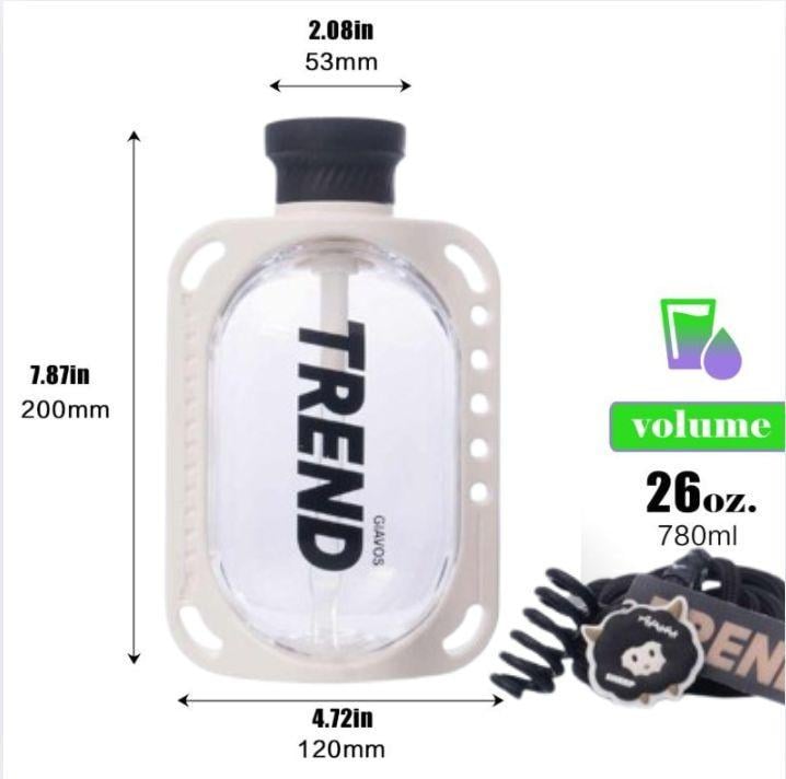 Пляшка для води герметична з антислизьким покриттям та ремінцем 780 мл Білий (2692639930) - фото 3 Пляшка для води герметична з антислизьким покриттям та ремінцем 780 мл Білий (2692639930) - фото 3