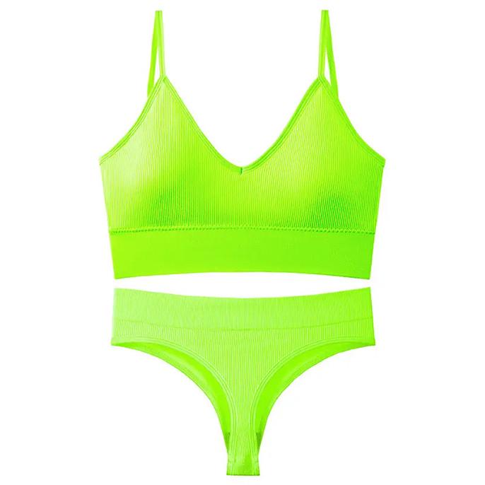 Комплект жіночої білизни безшовний Lesko 1608 XL 85 ABC Лаймовий