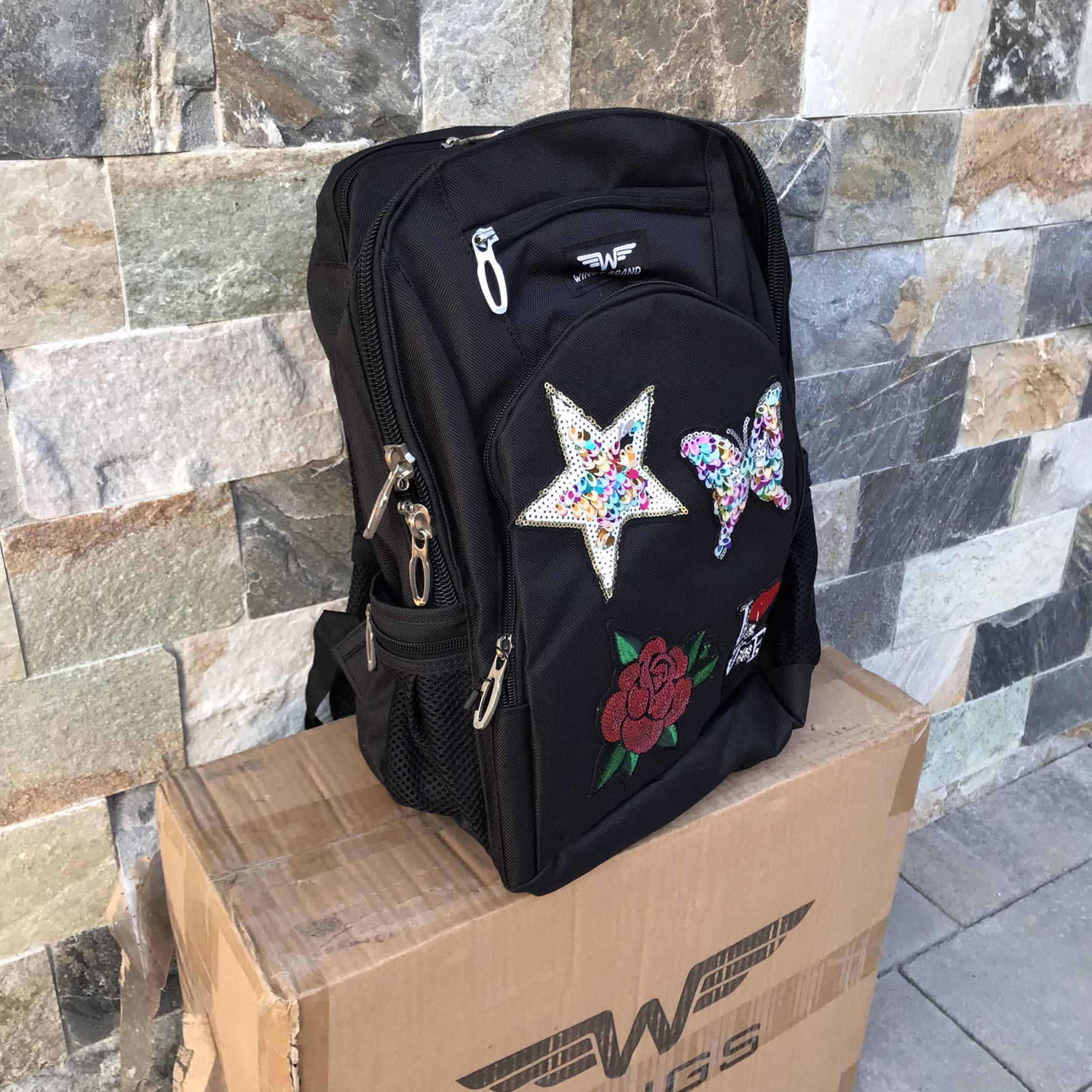 Рюкзак школьный детский Wings Patches с пеналом Черный - фото 5 Рюкзак школьный детский Wings Patches с пеналом Черный - фото 5